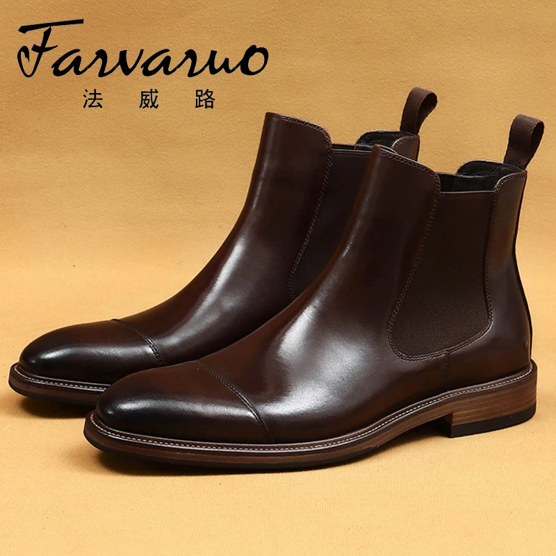 三接头英伦男士切尔西靴尖头真皮牛皮爆款正装百搭冬季男靴马丁靴