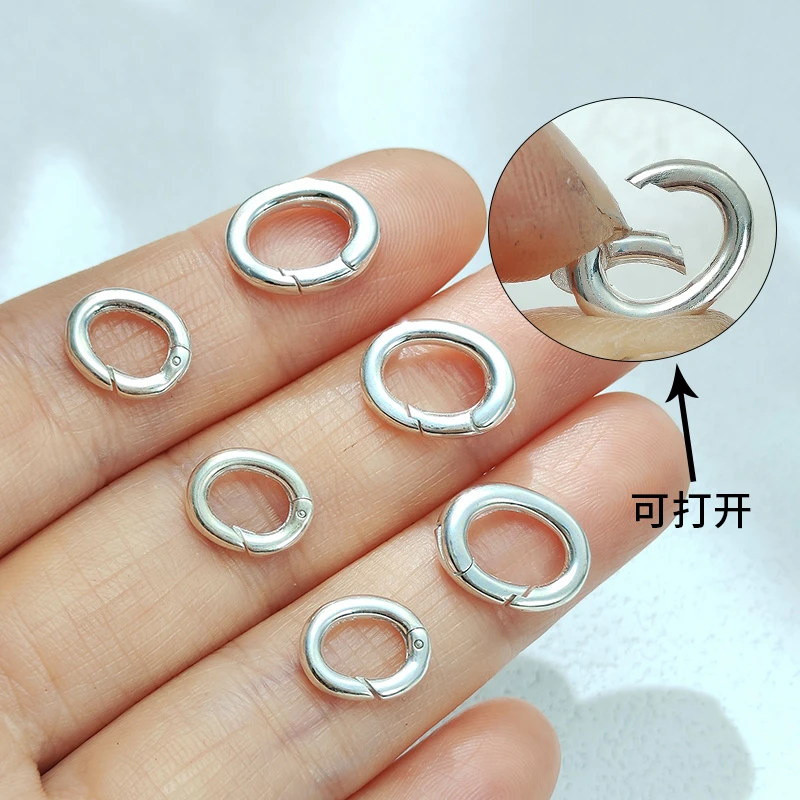 925银银制品 椭圆扣连接扣简约光面素款手工手链项链扣搭扣小巧