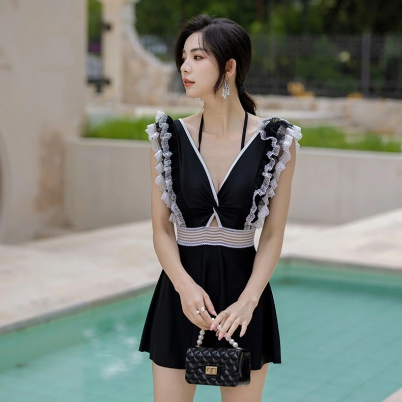 【汐歌儿】高颜值简约风洋气保守又好看遮肚遮副乳度假连体泳衣女款