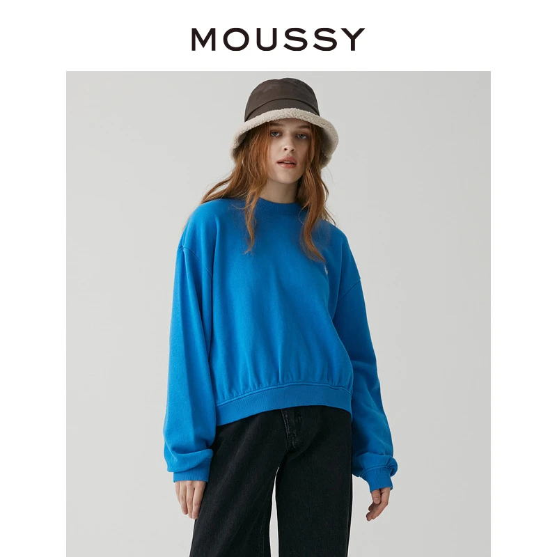 MOUSSY 秋冬新品中性风休闲套头宽松字母卫衣女010GAL90-5520