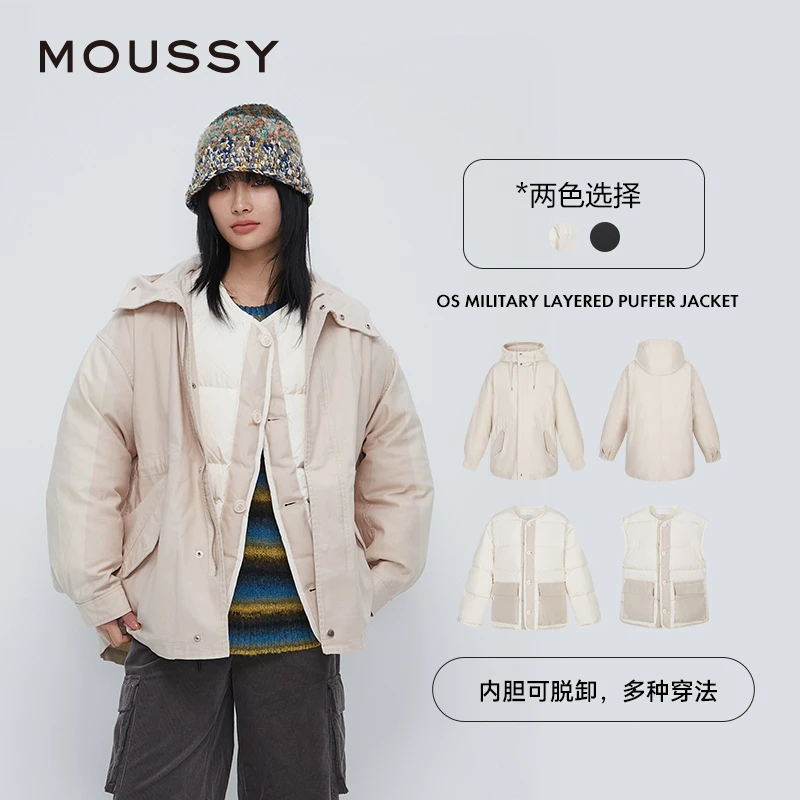 MOUSSY 冬季新品可拆卸多穿法户外风休闲羽绒服028GAC30-5940