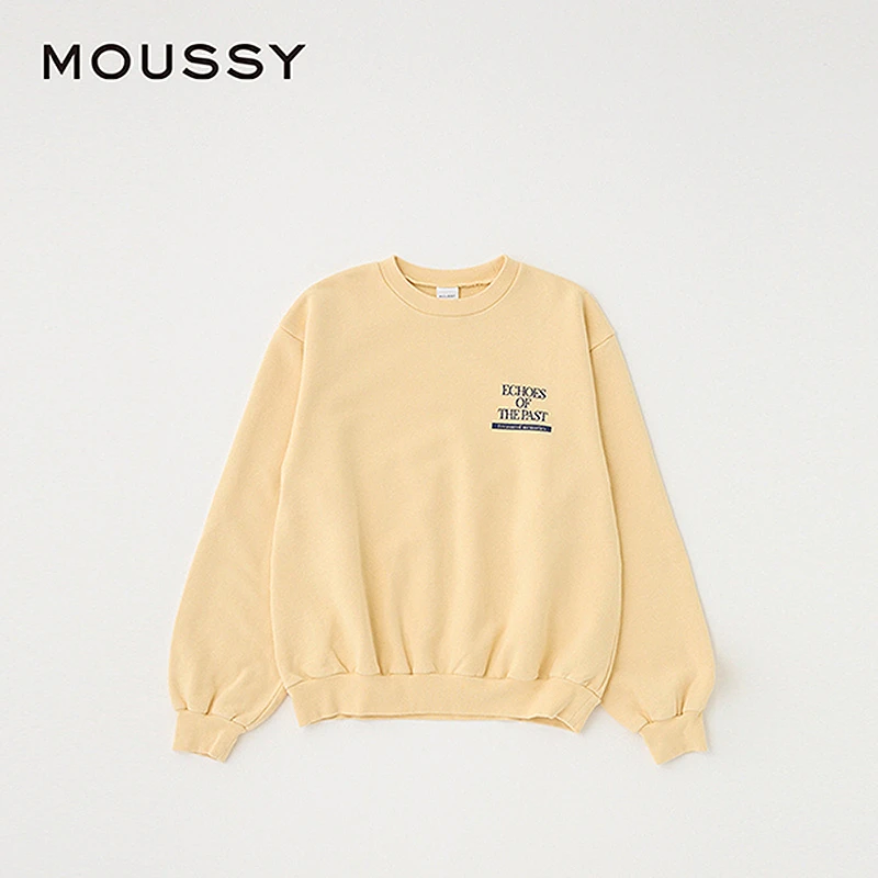MOUSSY 2024冬季新品怀旧感物件印花棉质套头卫衣女010HA890-4771