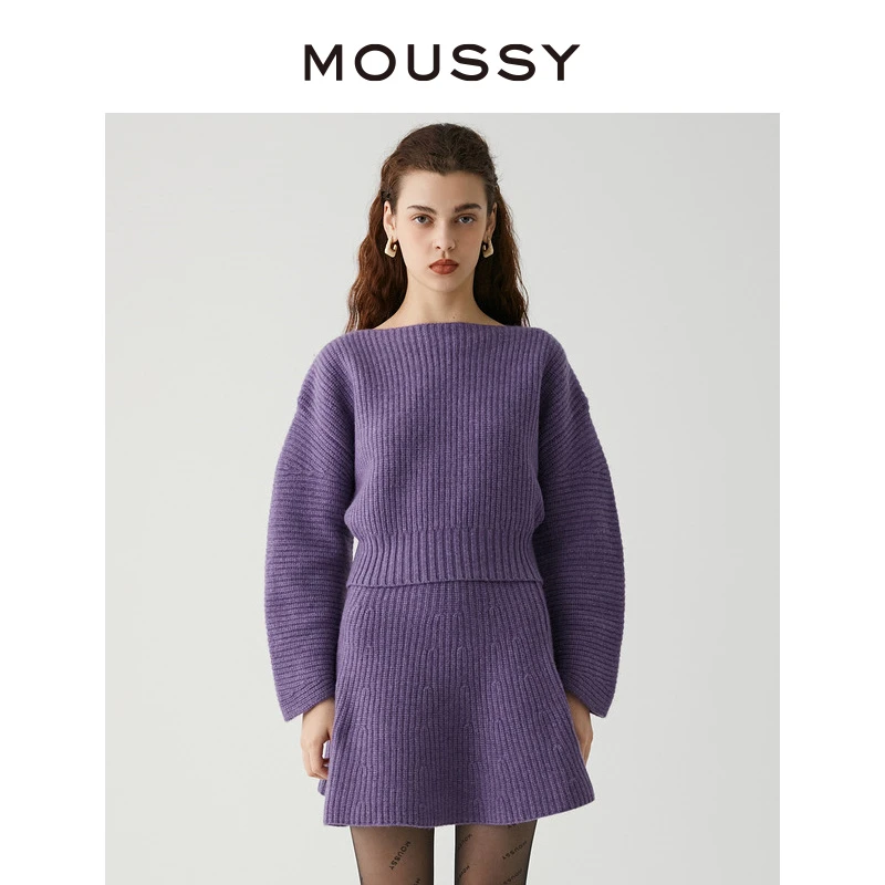 MOUSSY 秋冬新品甜美公主风出游短款套头针织衫010GAS70-6080