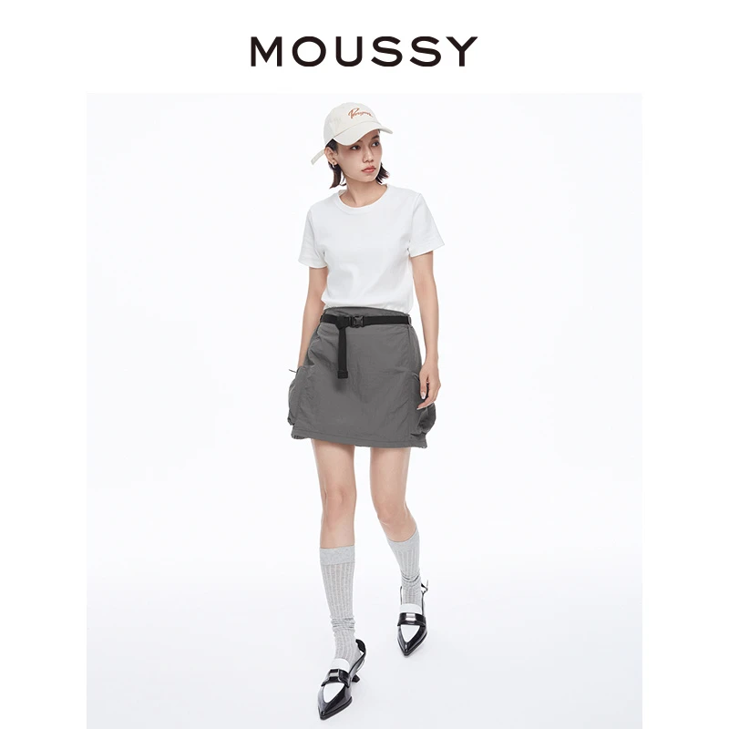 MOUSSY 夏季新品山系户外风扣带工装短款半身裙028HA930-1801