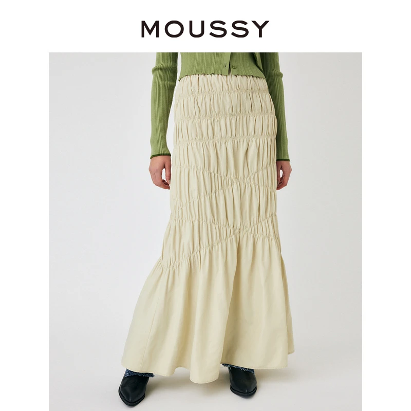 moussy 2024秋季新品优雅淑女风设计感打揽半身裙女010HSS30-0150