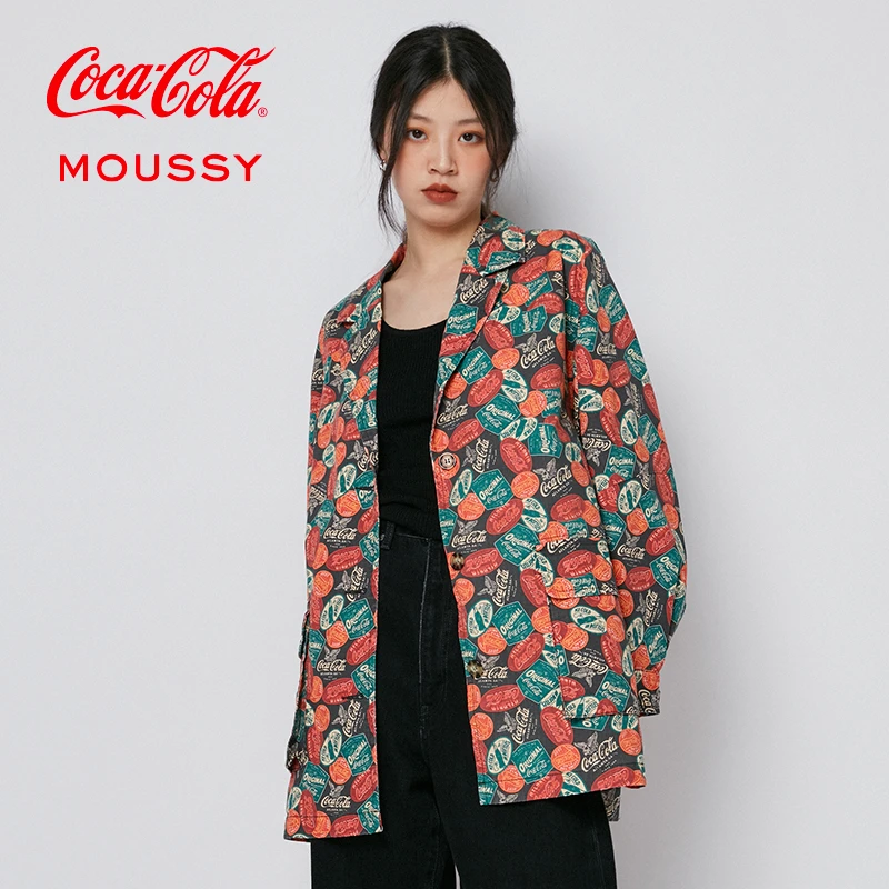 MOUSSY&Coca-Cola联名系列 早秋新品休闲宽松长袖印花外套上衣女