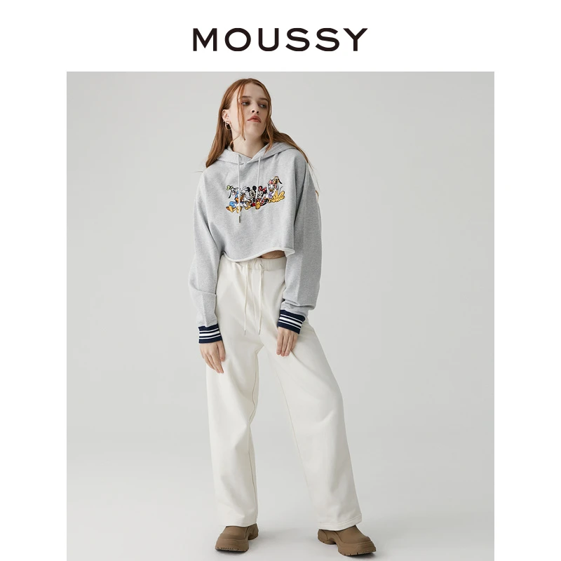 MOUSSY 秋季新品运动休闲风纯色卫裤休闲裤女028GAZ80-5050