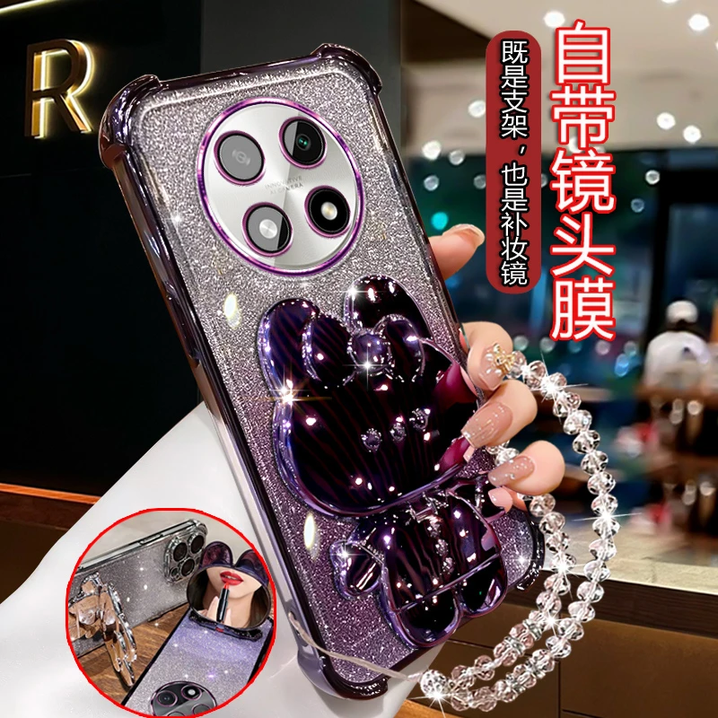 适用OppoA2Pro手机壳网红可爱支架opa2pro四角防摔PJG110闪粉曲屏