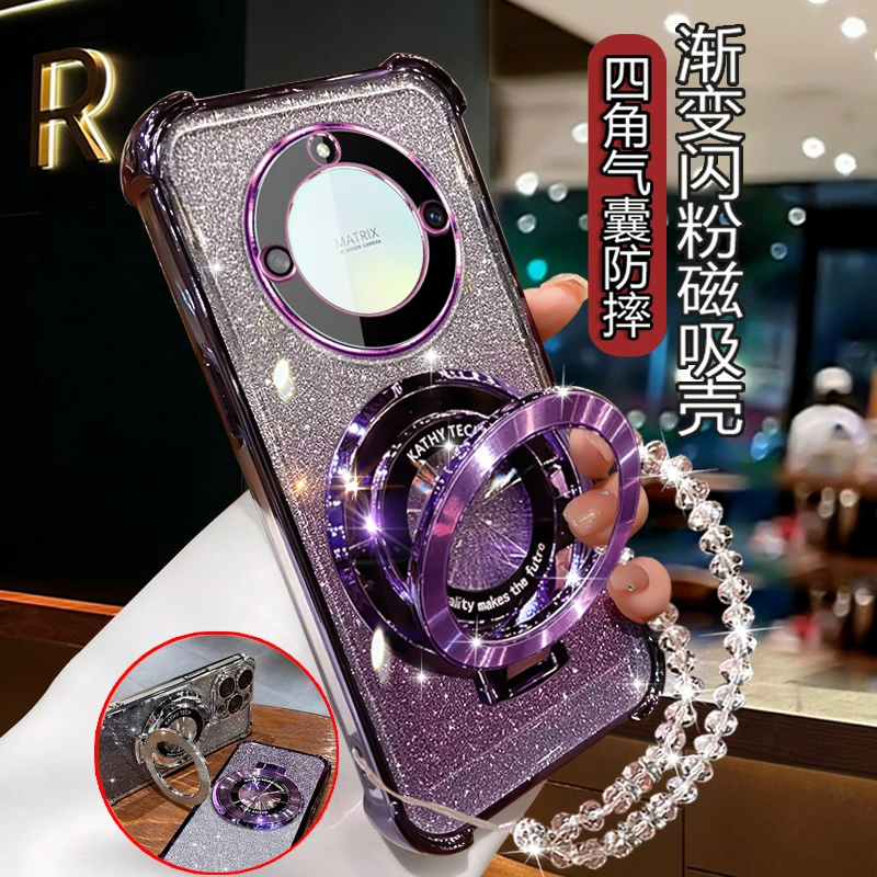 适用曲屏Honor荣耀x40手机壳一体镜头膜RMO-AN00高级网红套带支架