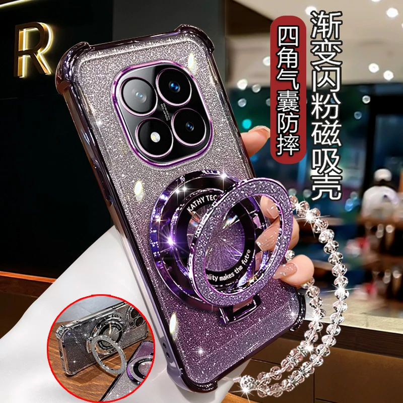 适用新款小米红米note15手机壳网红轻奢闪粉NOTE15全包镜头防摔套