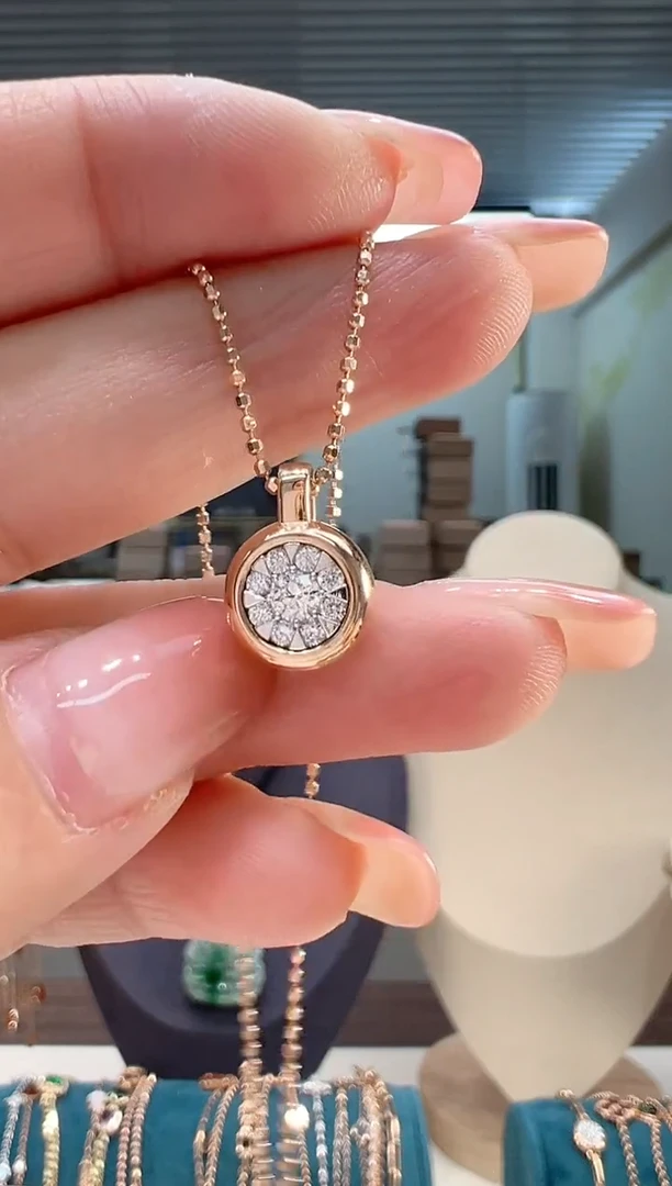 【闪购商品】钻石吊坠(不含链)18K金镶嵌钻石泡泡吊坠