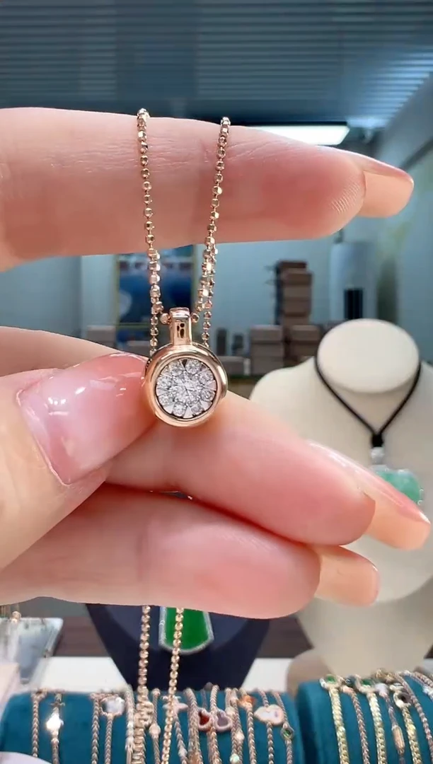 【闪购商品】钻石吊坠(不含链)18K金镶嵌钻石泡泡吊坠