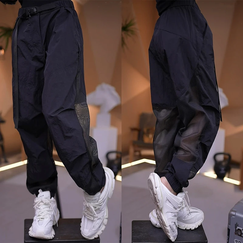 聚【防蚊裤】 0608 薄款夏季潮流透气网格情侣款工装裤 w068-50376