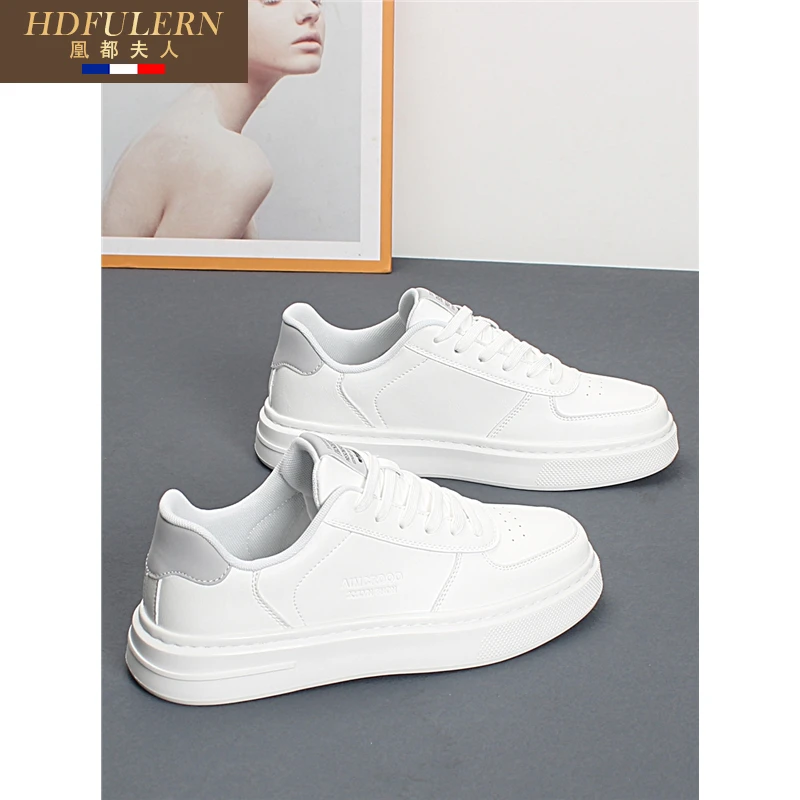 小白鞋男韩版低帮透气厚底百搭休闲鞋软底轻便潮流运动鞋高档轻奢