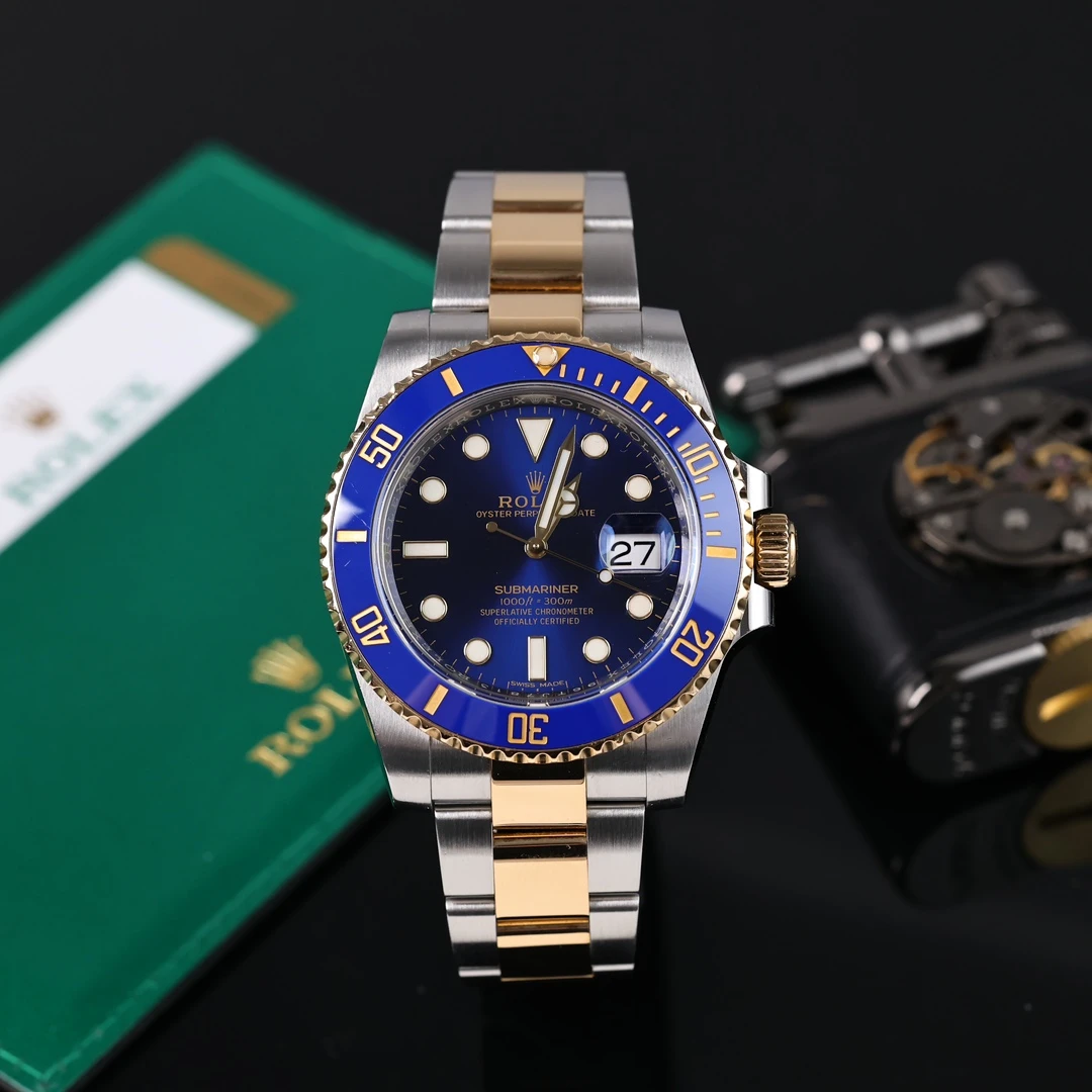 95新 Rolex/劳力士 潜航者116613LB腕表 间金蓝鬼 2019年保卡