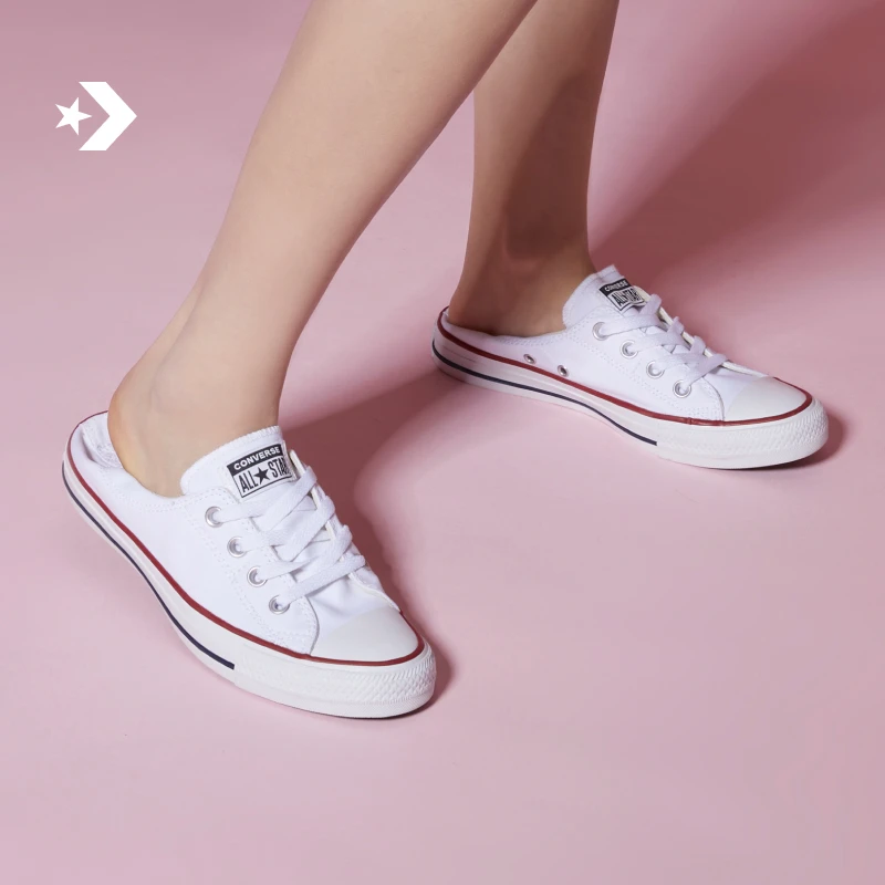 匡威AllStar芭蕾风一脚蹬懒人鞋小白鞋CONVERSE 537084C