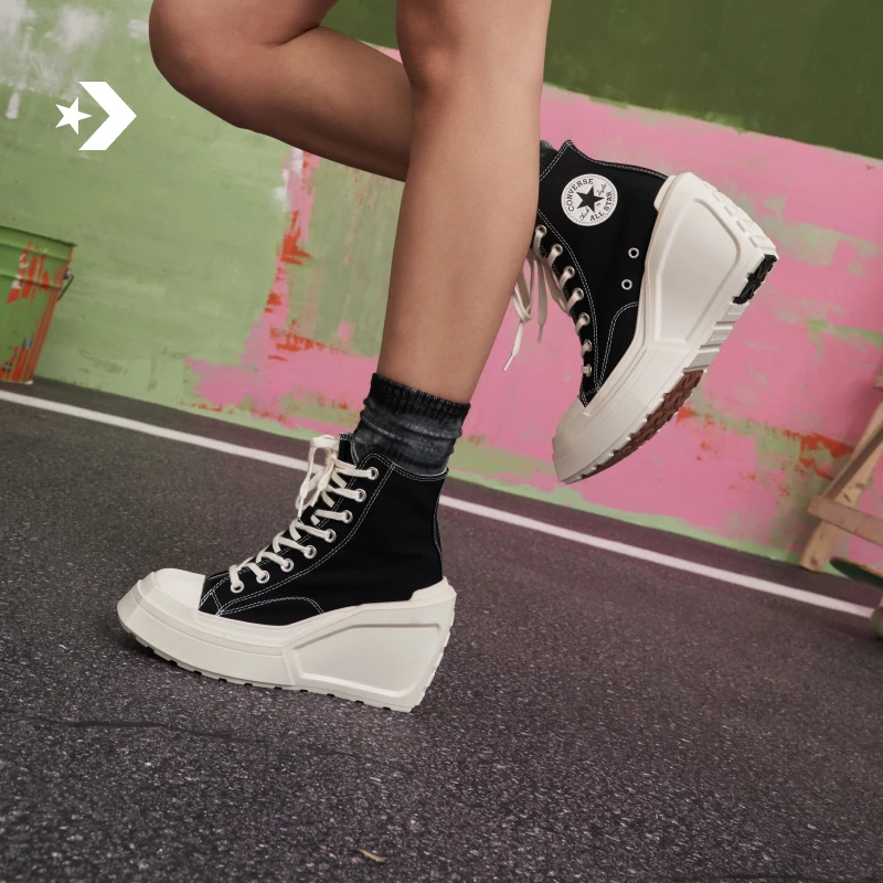 【流光风】匡威女帆布高帮增高厚底鞋几何坡跟鞋CONVERSE A06478C