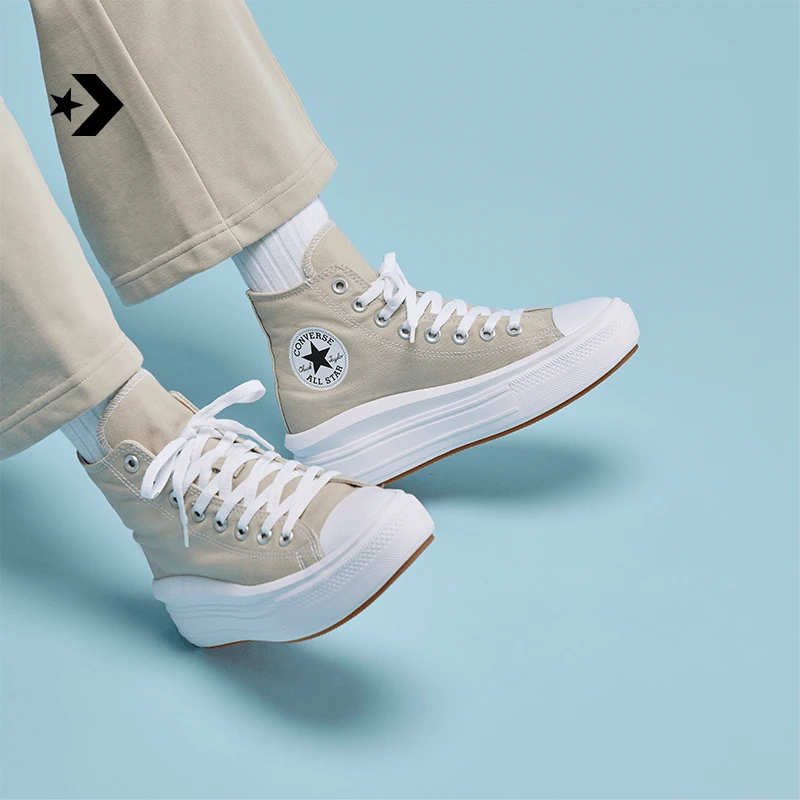 【云朵鞋】匡威 All Star Move女厚底鞋奶咖色浅灰褐色A04365C