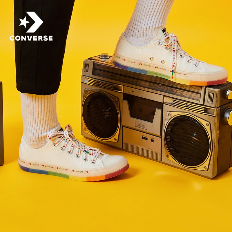 CONVERSE匡威官方 All Star彩虹低帮帆布鞋时尚休闲鞋情侣165613C