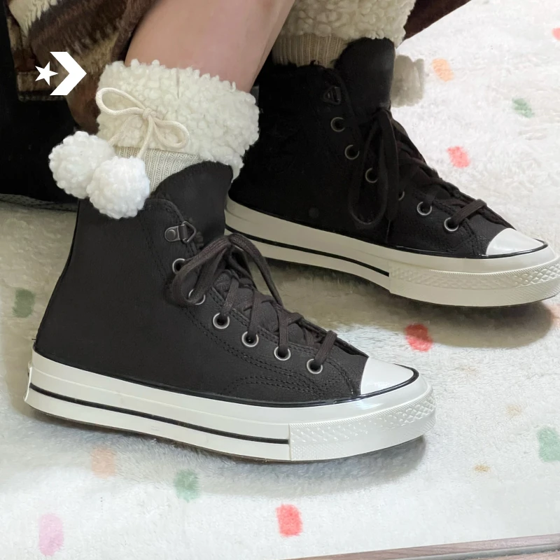 匡威1970S冬日穿搭牛皮剖层革加绒休闲运动鞋CONVERSE A09443C