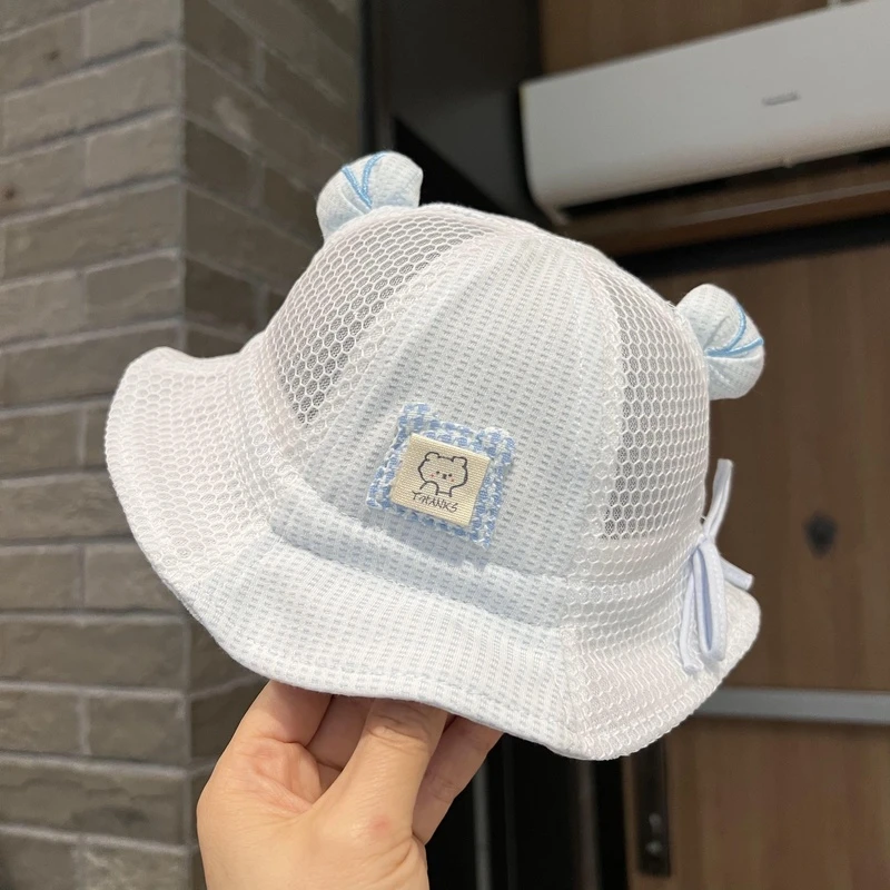 婴儿帽子夏季薄款可调节男宝宝遮阳帽女童防晒渔夫帽夏天太阳帽潮