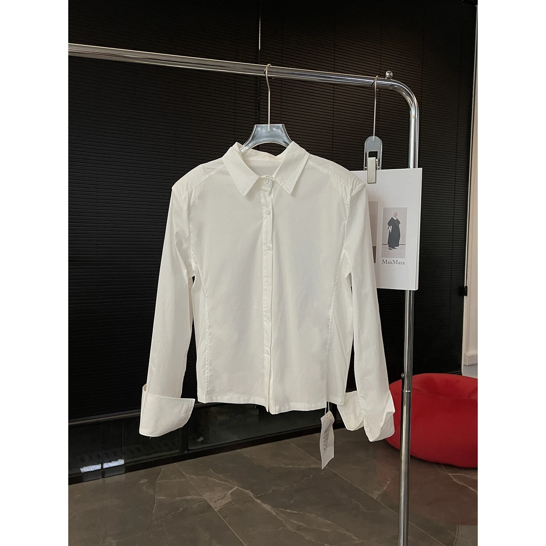 带垫肩 白色基础衬衫2039