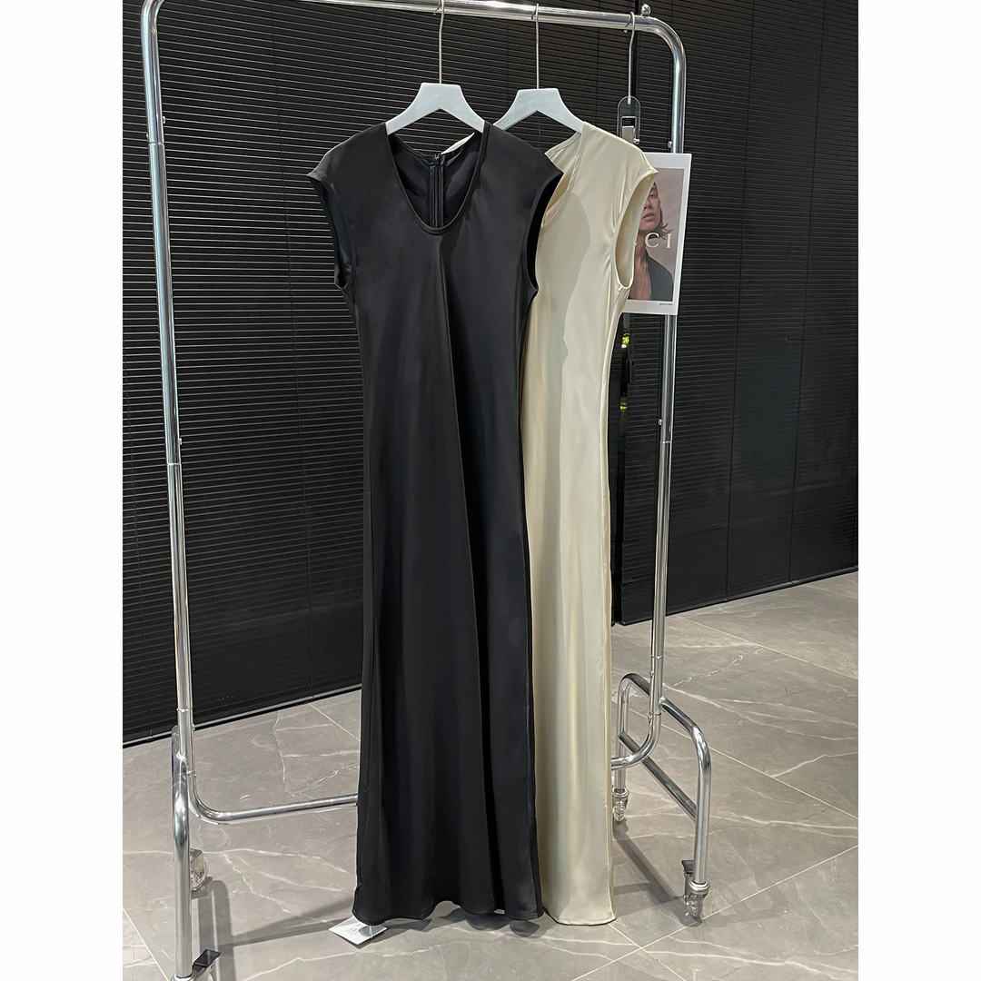 高个子来 大U领拖地长款裙8857-7