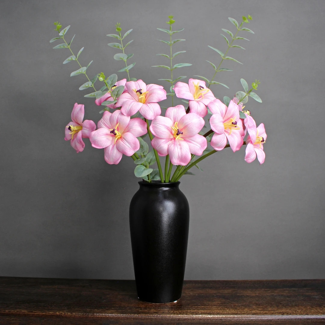 高品质仿真开口郁金香高品质开花仿真郁金香假花室内家居装饰花艺