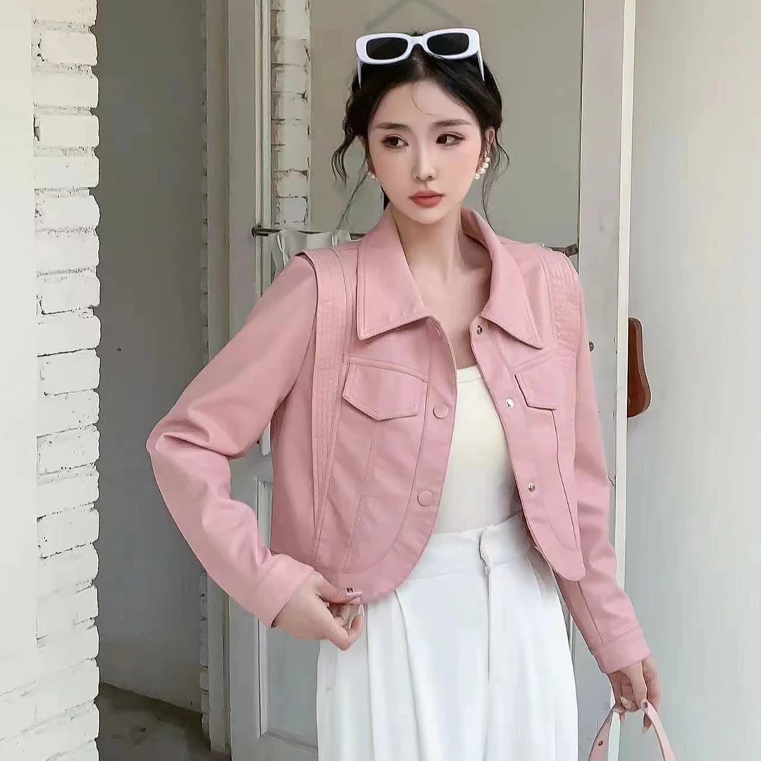 瑶家新款欧货爆款皮衣外套皮衣女外套皮夹克外套