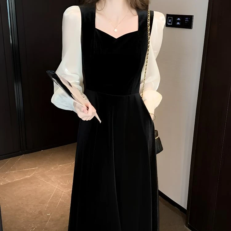 【111-120】气质显瘦冬季女装连衣长裙时尚