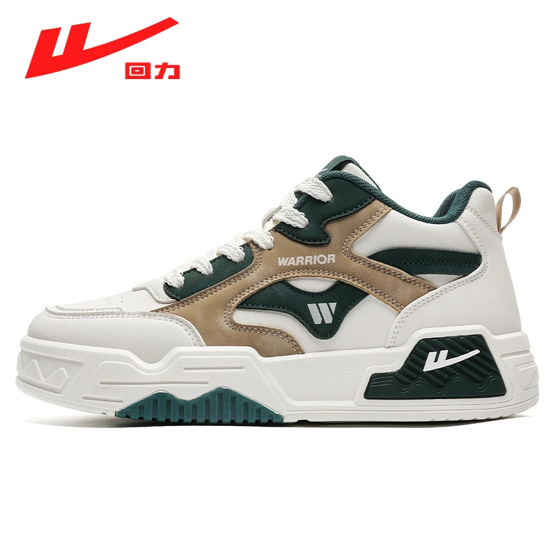 Warrior/回力高帮板鞋男鞋港风秋冬皮质复古休闲鞋运动鞋百搭潮鞋