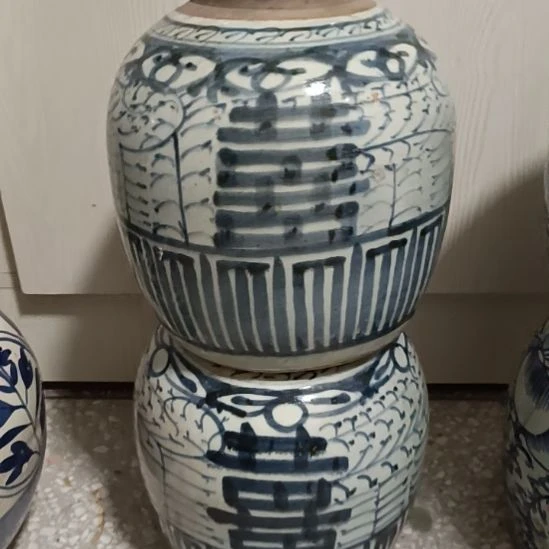【闪购商品】罐青花陶瓷摆件双喜囍