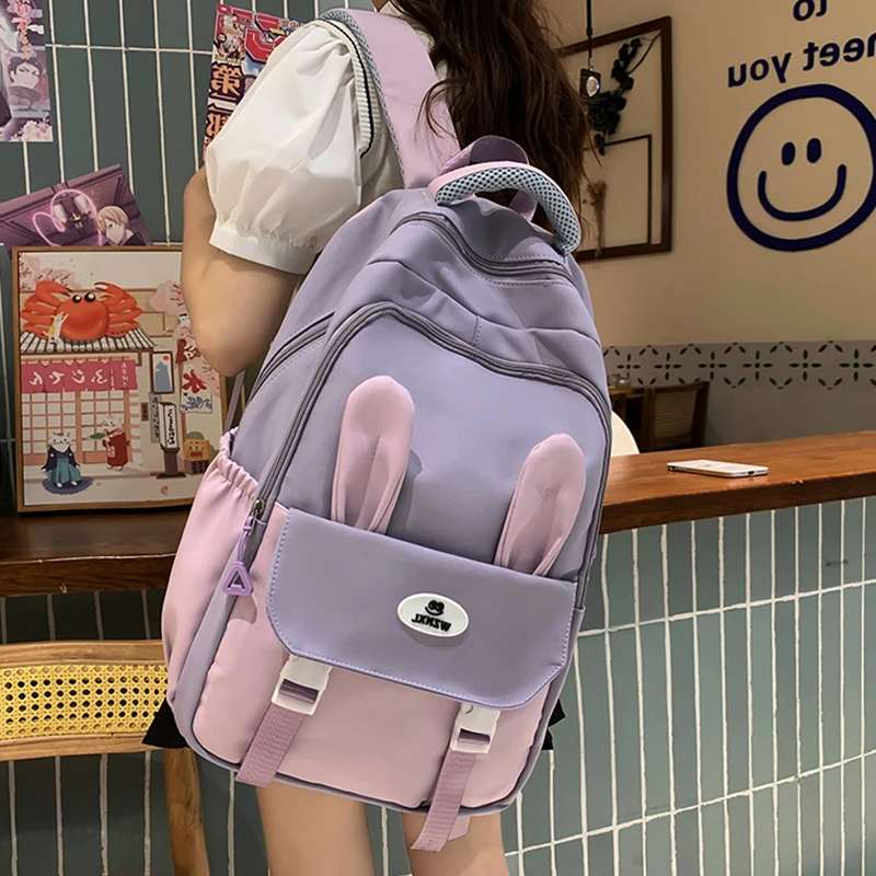时尚可爱高颜值双肩包女小学生书包中学生百搭森系小清新双肩背包