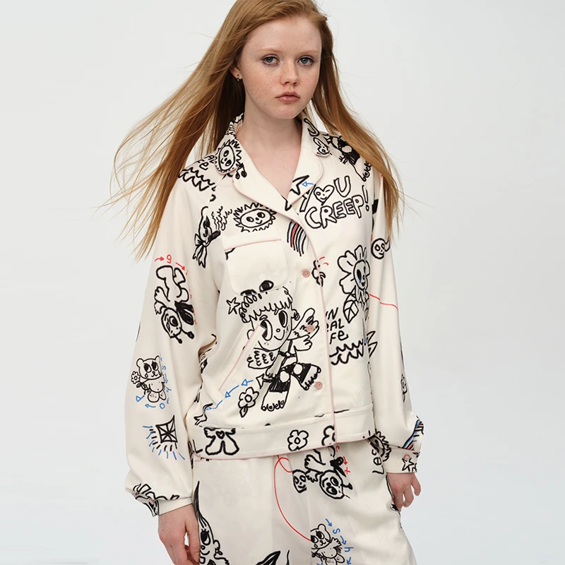 【自播】MOF礼物法学院精致大小姐涂鸦舒适套装家居服