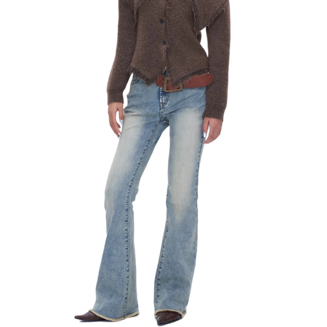 【自播】Next Passport 2024秋冬 复古做旧蓝水洗微弹喇叭牛仔裤