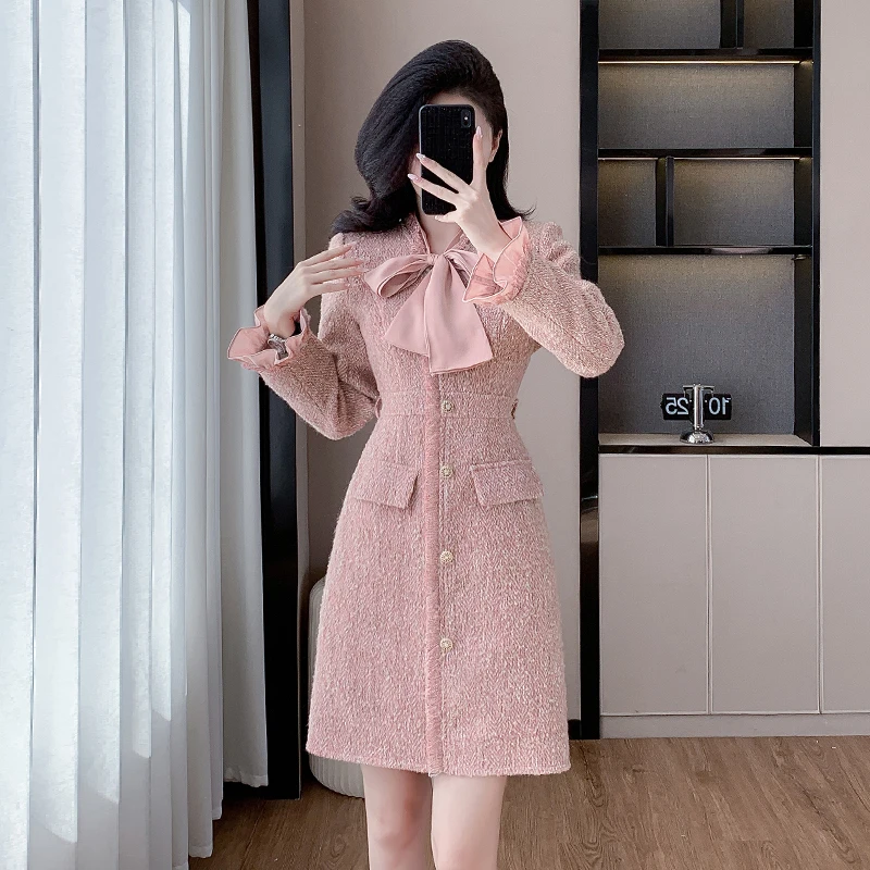 秋季法式气质长裙高端精致高级感超好看叛逆千金小香风长袖连衣裙