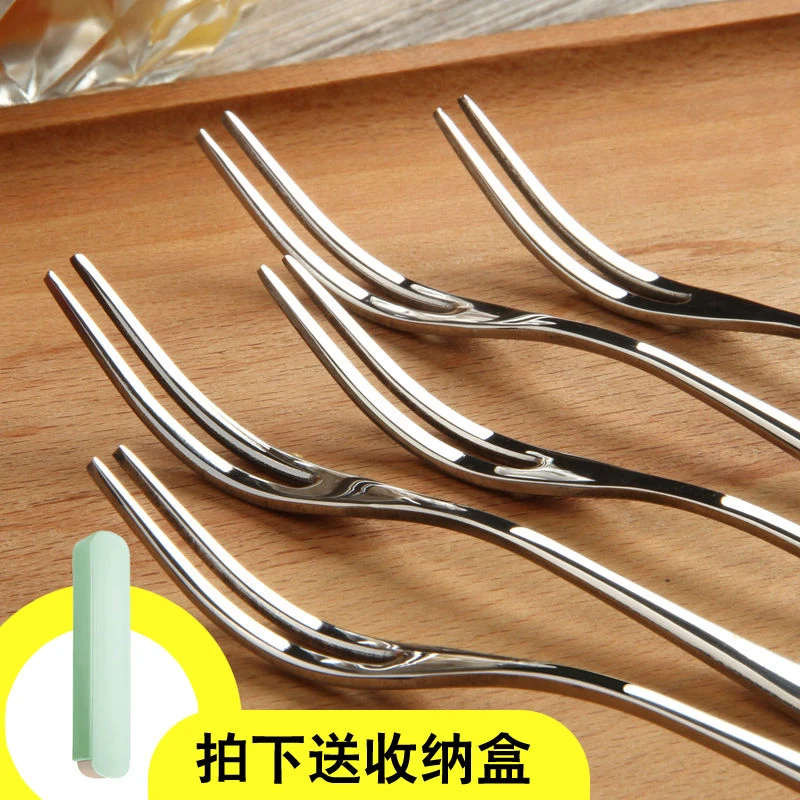 出口欧式水果叉不锈钢加厚家用蛋糕小叉点心叉水果插叉防滑mdm