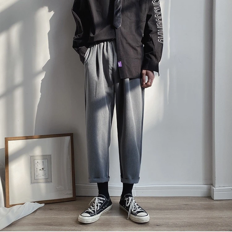 春秋款休闲裤子男款夏季直筒宽松韩版潮流百搭九分裤休闲长裤男