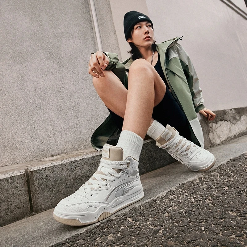 【漠原女鞋】李宁高帮百搭复古板鞋减震回弹休闲鞋鞋子AGCT286