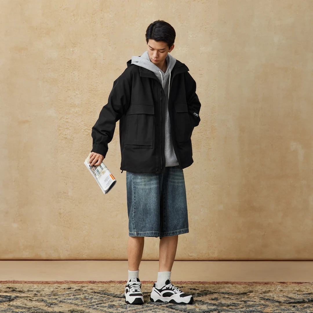 李宁运动生活男款外套户外潮流百搭春季宽松户外运动风衣AFDUB41