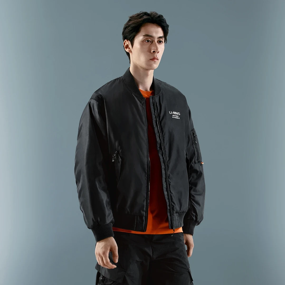 R李宁运动溯之东方秀款休闲松短棉服保暖AJMU185