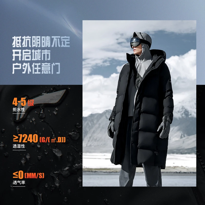 【80%鸭绒】李宁2024新品健身系列防泼水保暖长羽绒服AYMU499