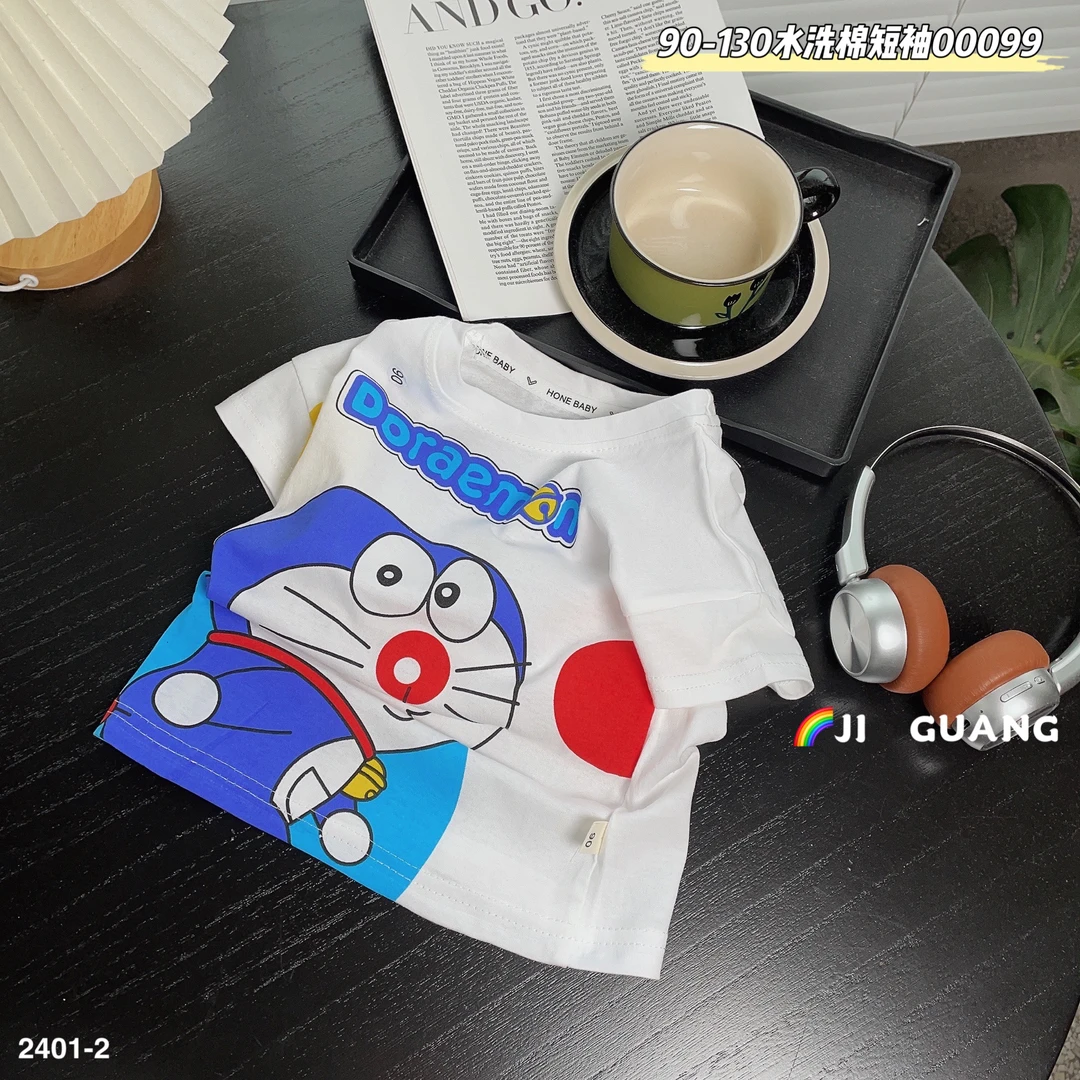 男女小童系列夏季新款短袖T恤，水洗棉面料，领口包边！环保软印花