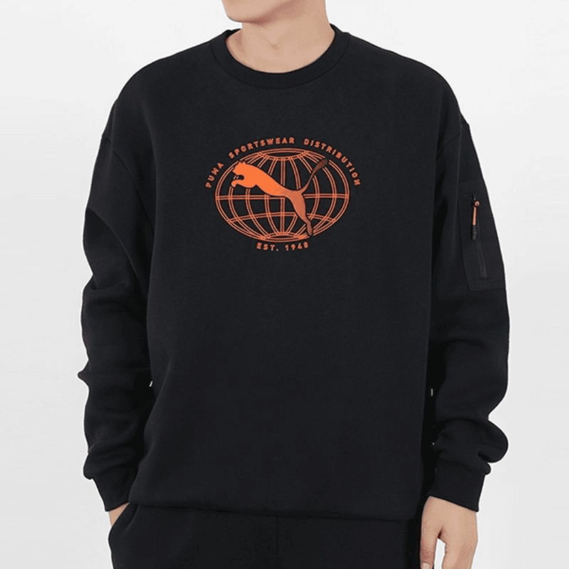 Puma/彪马 正品男子装加绒保暖圆领长袖休闲卫衣套头衫 530291-01