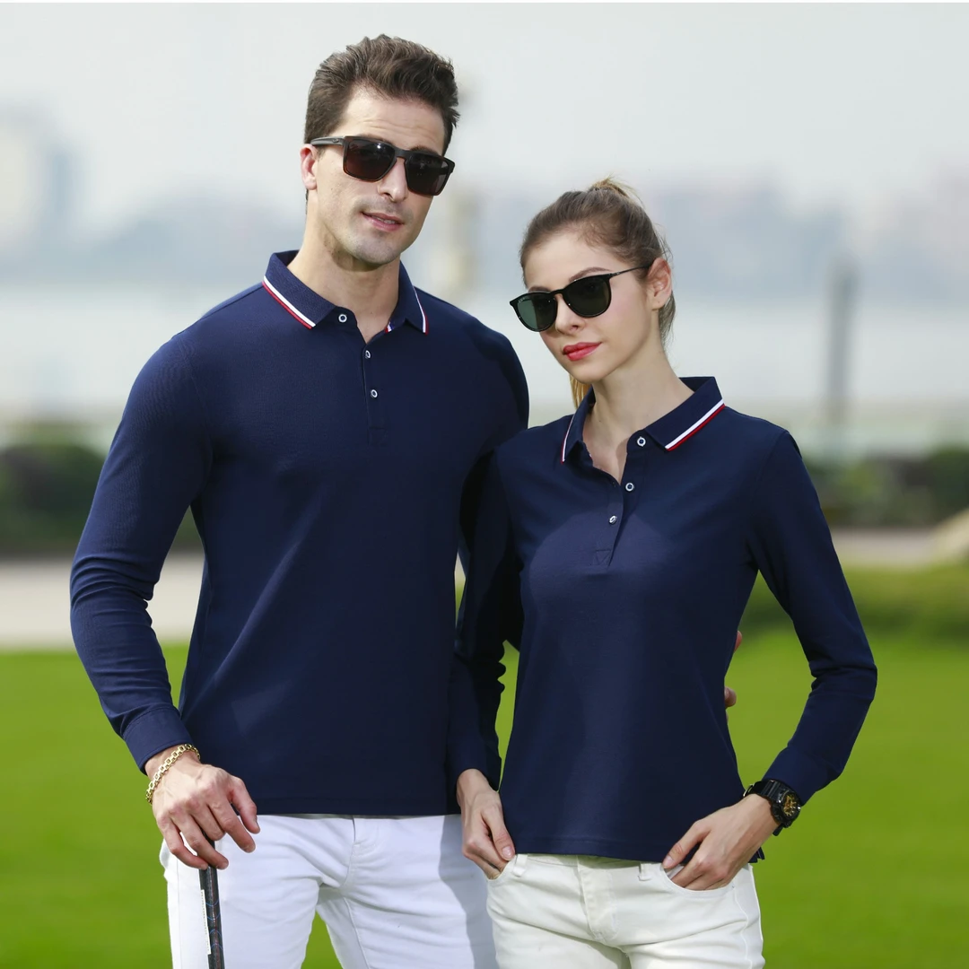 2024高尔夫经典珠地高端秋冬POLO衫长袖定制工作透气刺绣DIY印字