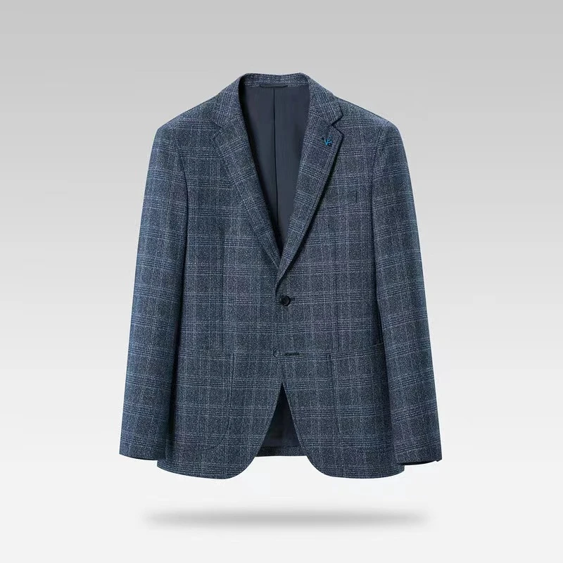 秋冬男士时尚格纹休闲绅士有型长袖西装外套LH053