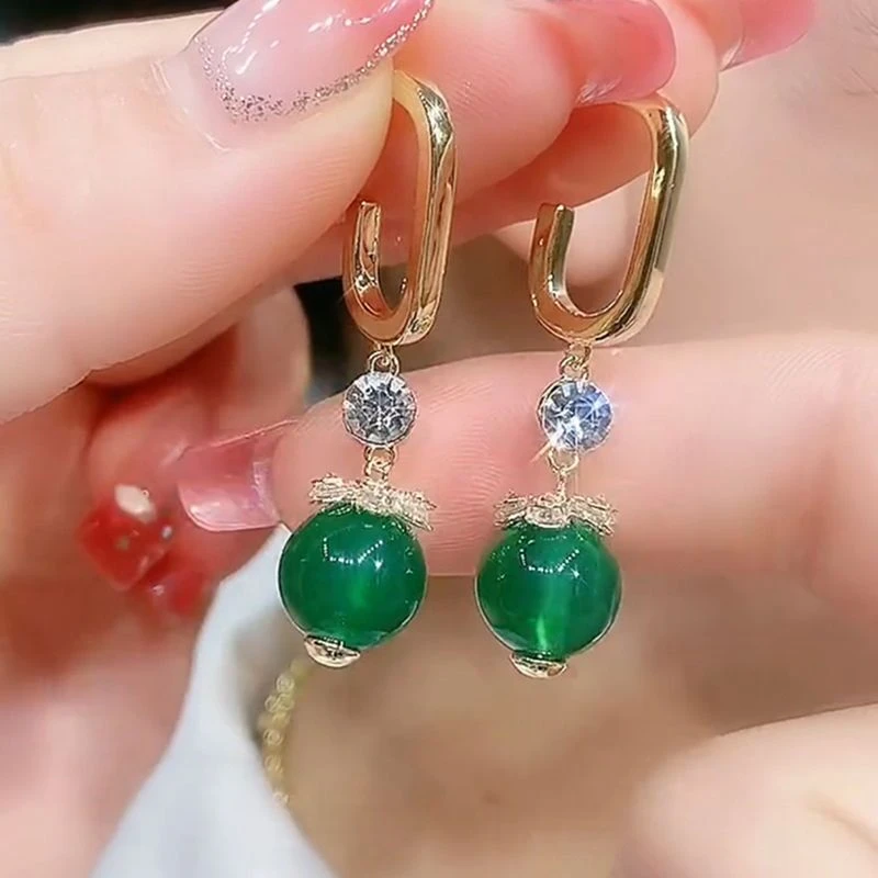铜合金耳饰 【2】超仙气质绿色耳饰