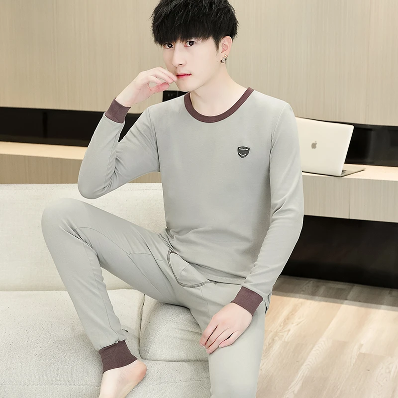 青少年纯棉秋衣秋裤套装男士初中生高中生秋冬季新款打底保暖内衣
