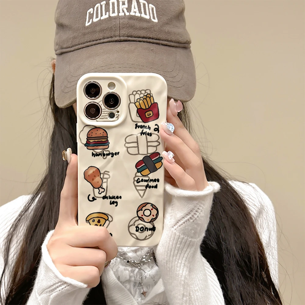 汉堡薯条适用iPhone苹果11pro手机壳15promax/8/14promax潮牌简约