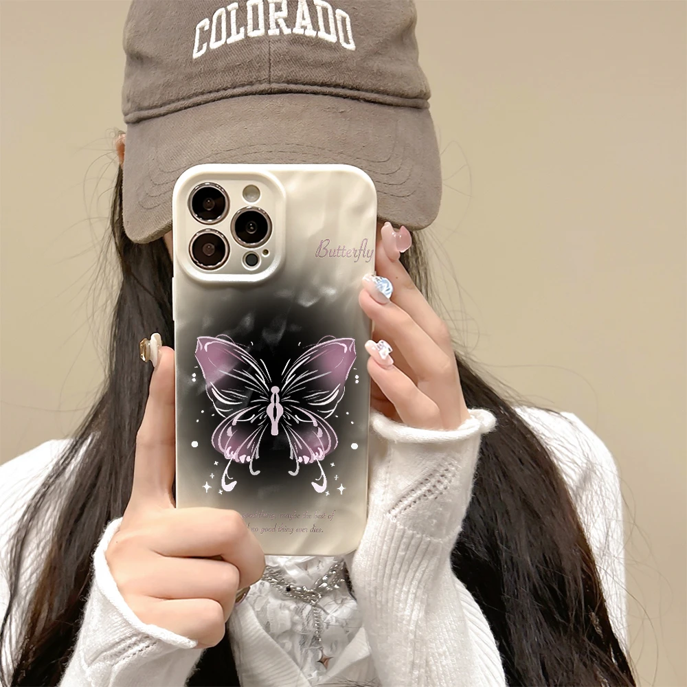 XZY粉黛少女蝴蝶适用iPhone苹果14pro手机壳A1864网红11/12/xr潮